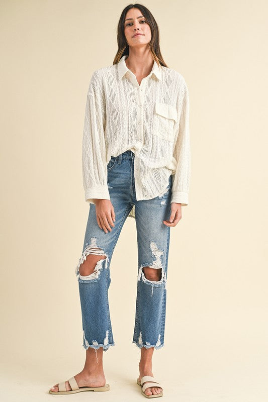 Annie Wear Distressed Raw Hem Cropped Jeans - Image 5