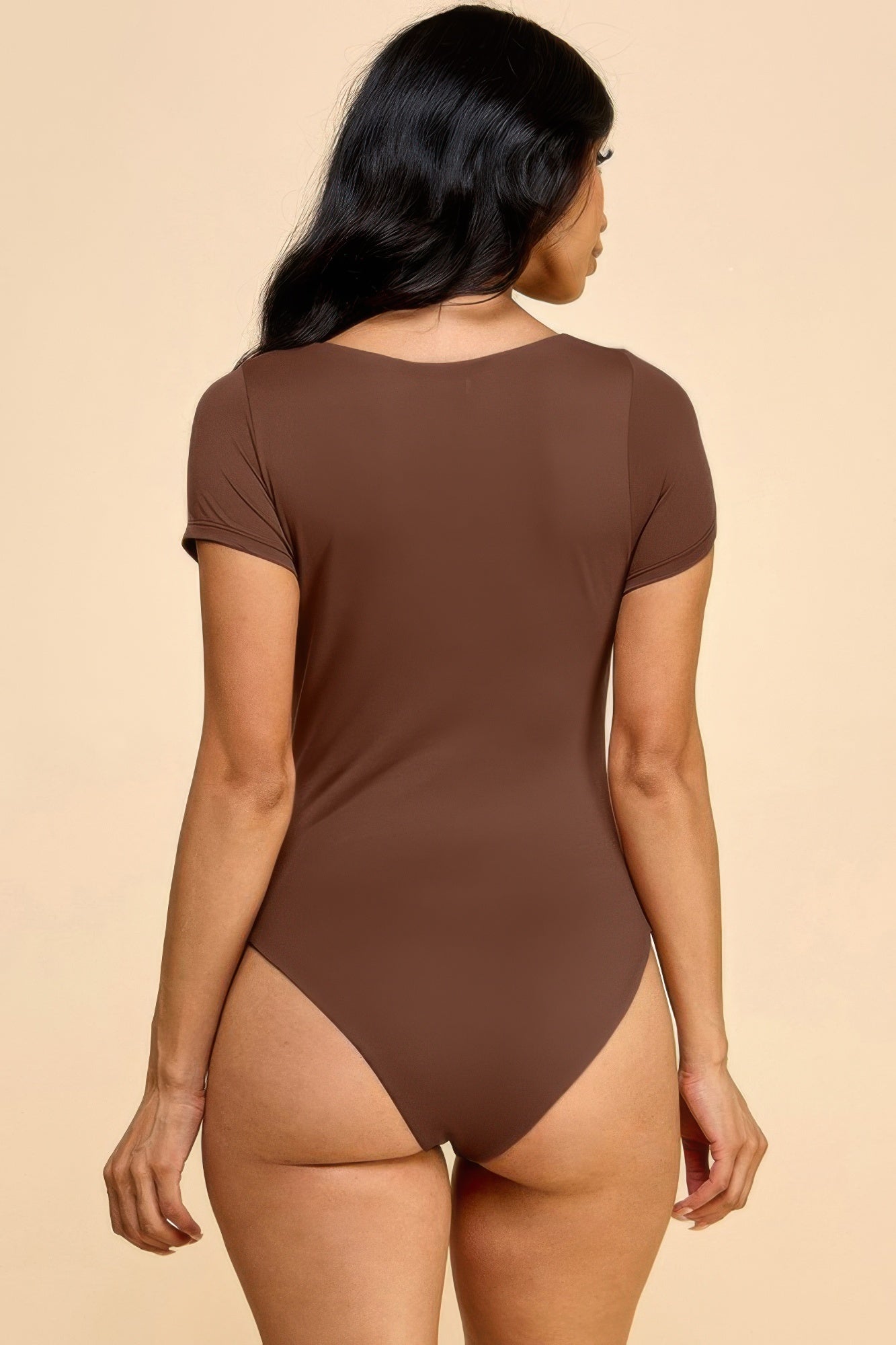 Short Sleeve Scoop Neck Double Layered Bodysuit - Image 3