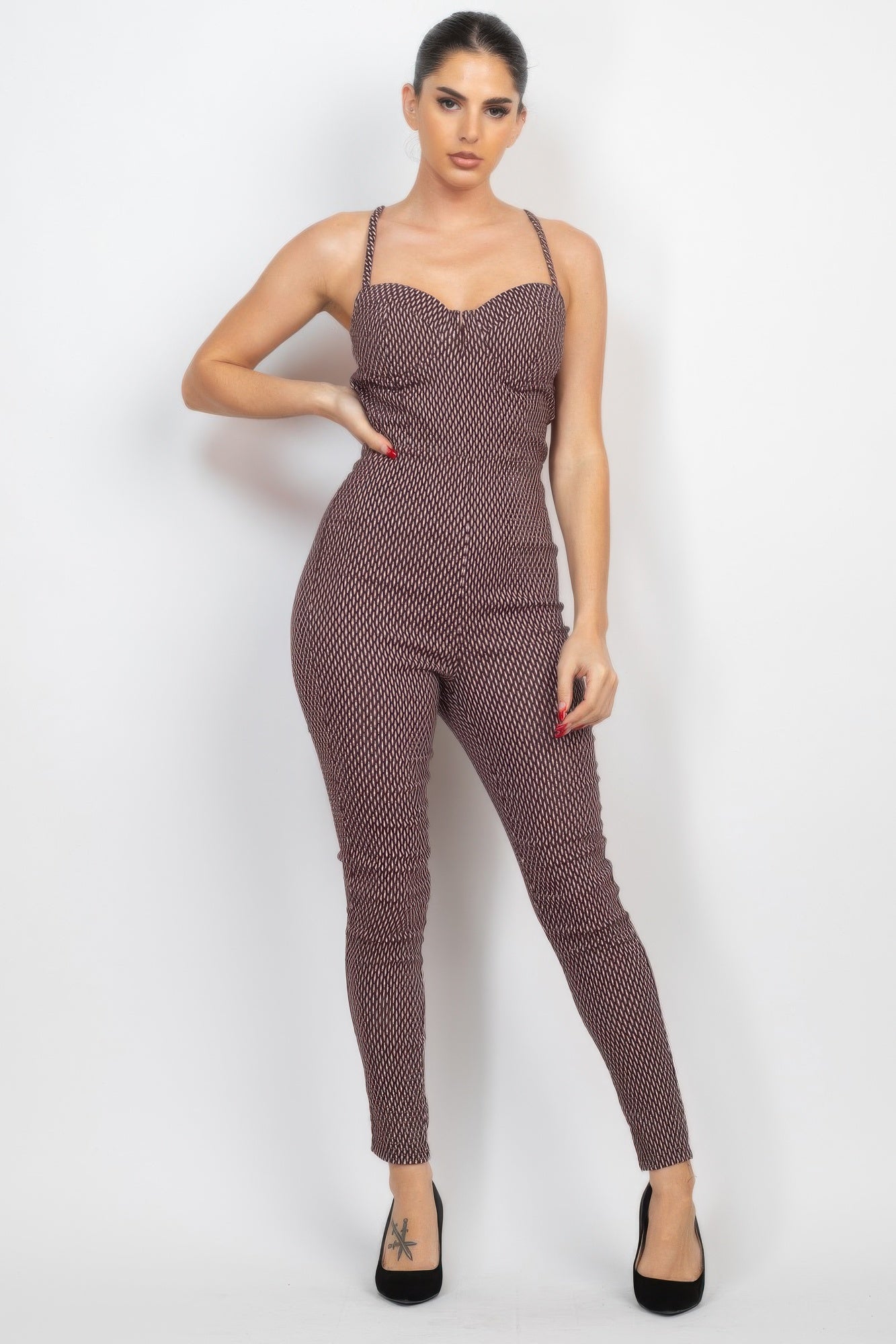 Plaid Sleeveless Zippered Jumpsuit