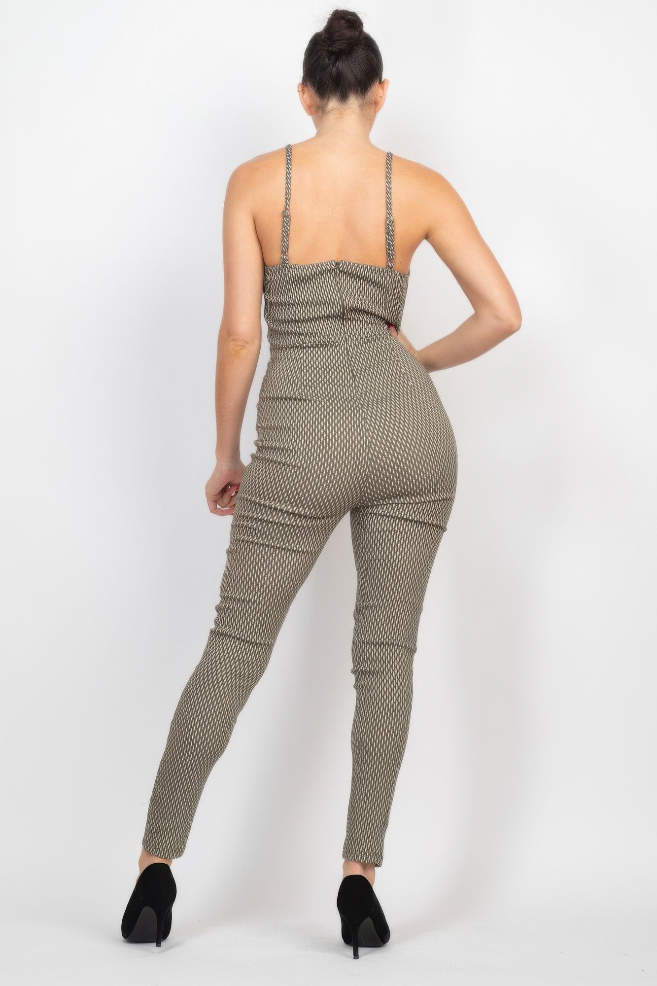 Plaid Sleeveless Zippered Jumpsuit - Image 3